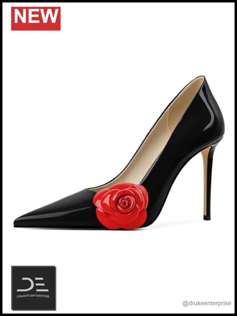 Women's Pointed Toe Stiletto Heels Pumps 4 Inch Slip On Flower Party Office